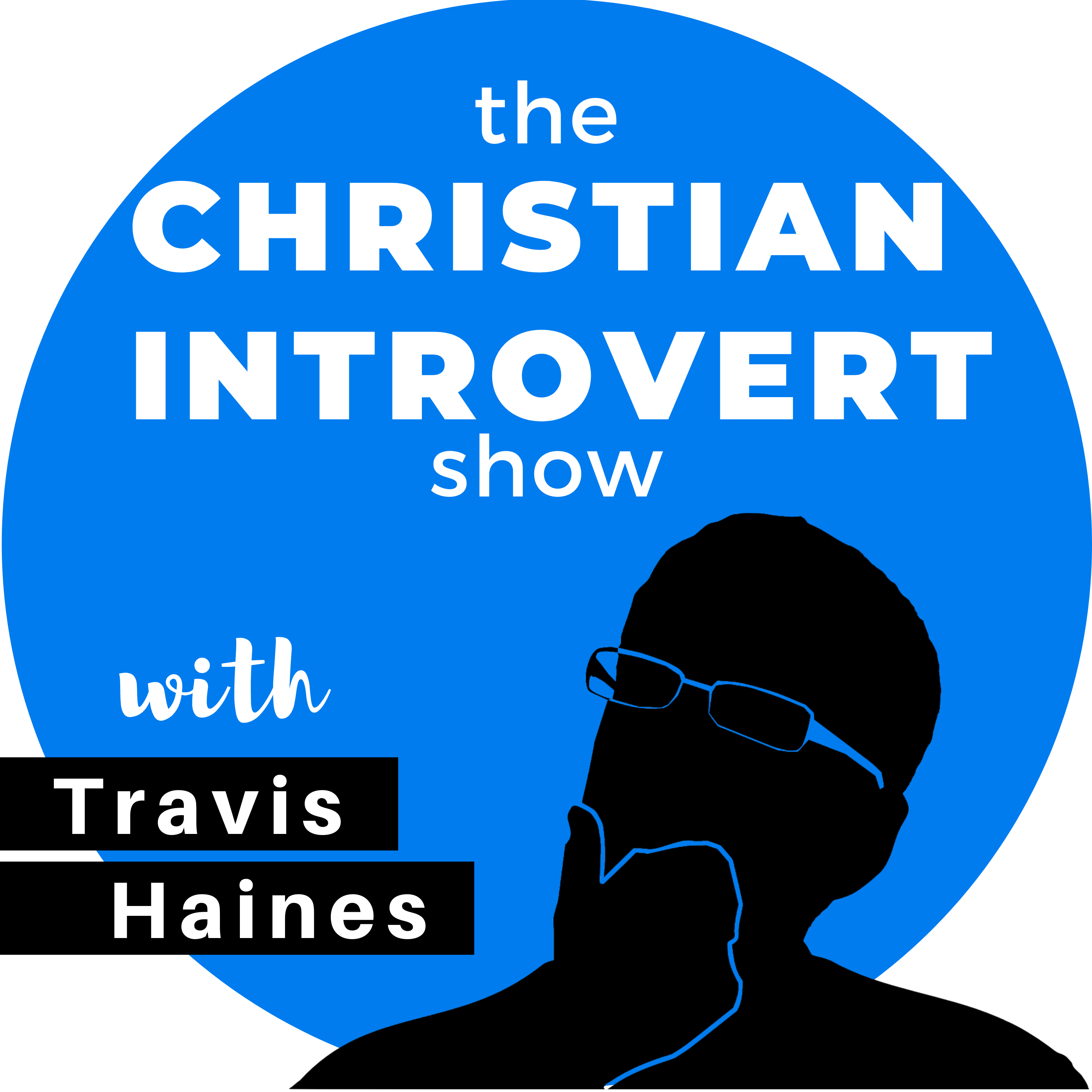 blue circle, thinking, podcast, christian